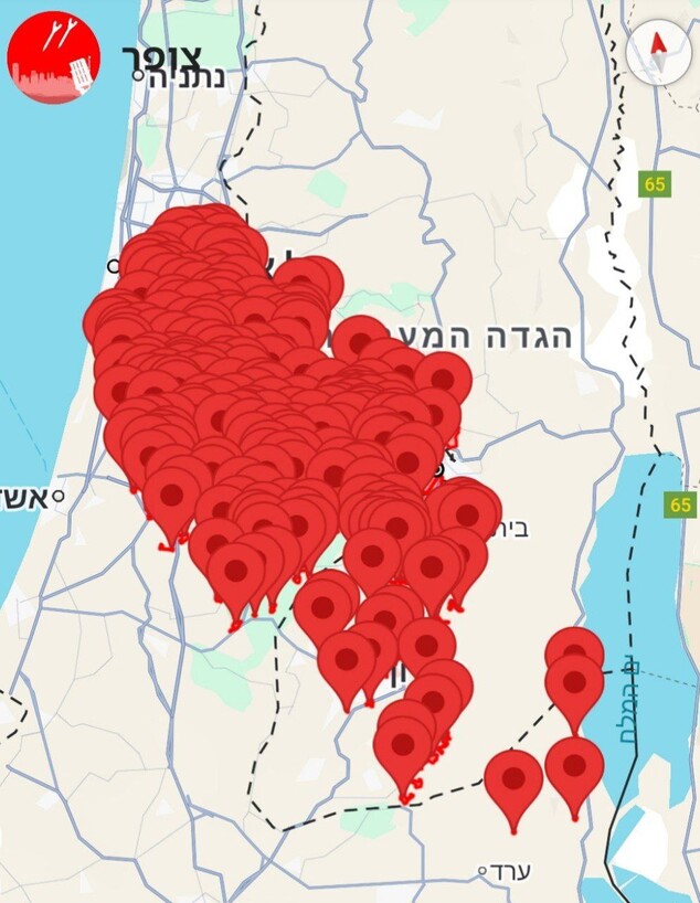 מפת אזעקות