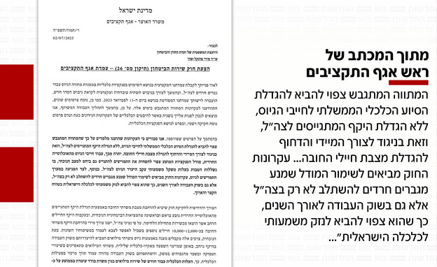 מתוך המכתב של ראש אגף התקציבים