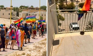 ביצים הושלכו לעבר מרפסת במצפה רמון (צילום: צילום שמאל: שמעון בוקשטיין)