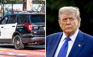 דונלד טראמפ, ניידת משטרה (צילום: Patrick van Katwijk/BSR Agency, GETTYIMAGES)