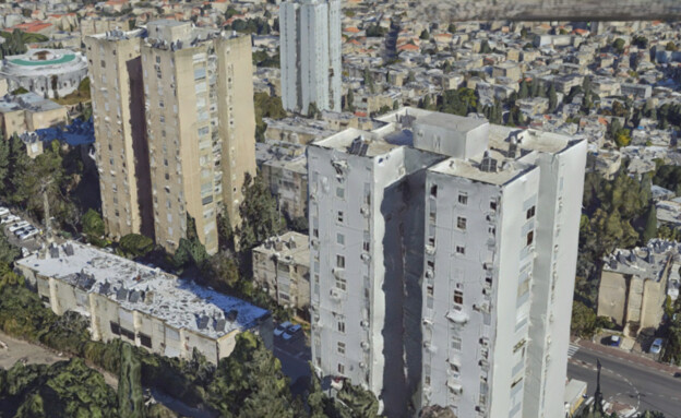 בניין בשכונת מגורים בחיפה באתר אופק צילומי אוויר (צילום: OfekAir Photography)