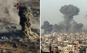 התקיפות בצפון הרצועה (צילום: רשתות חברתיות לפי סעיף 27 א', דובר צה"ל)