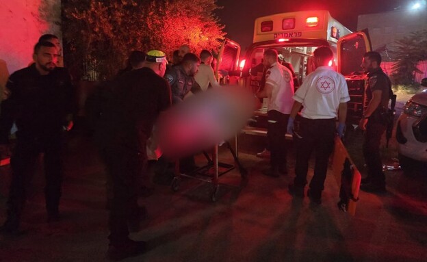 זירת הירי בלוד (צילום: דוברות מד