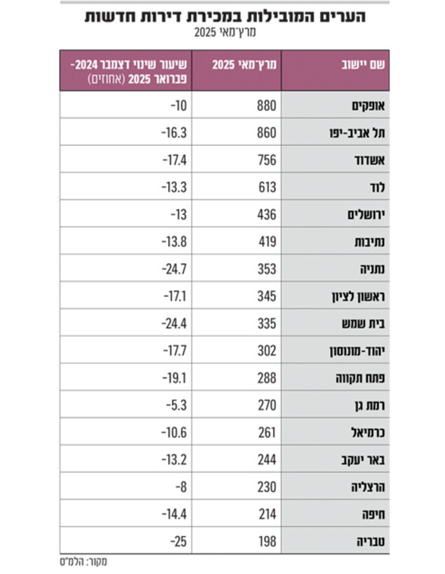 מכירת דירות חדשות (אינפוגרפיקה: גלובס)