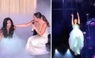 לורה פרז נופלת מהאוויר בגמר השידור החי (צילום: מתוך הרשתות החברתיות לפי סעיף 27א' לחוק זכויות יוצרים)