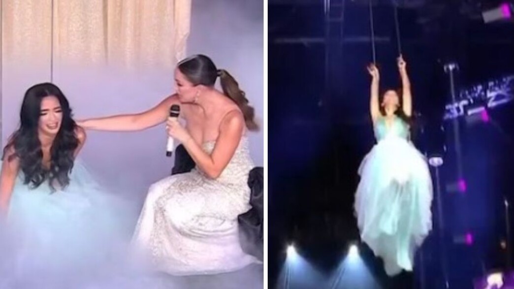 לורה פרז נופלת מהאוויר בגמר השידור החי לורה פרז נופלת מהאוויר בגמר השידור החי