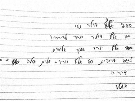 הפתק בכתב ידו של זהבי (מתוך “5 באוויר“) (צילום: ספורט 5)