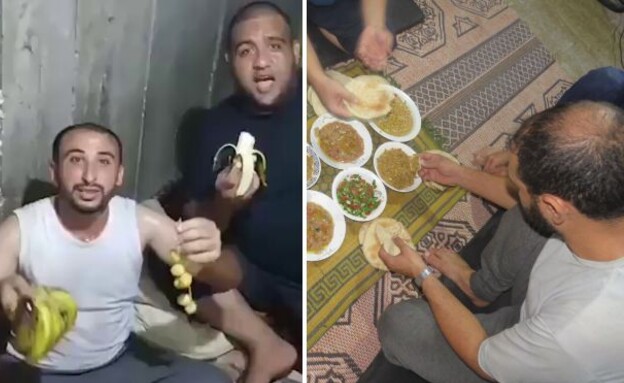 הארוחה של המחבלים במנהרות (צילום: דובר צה"ל בערבית)