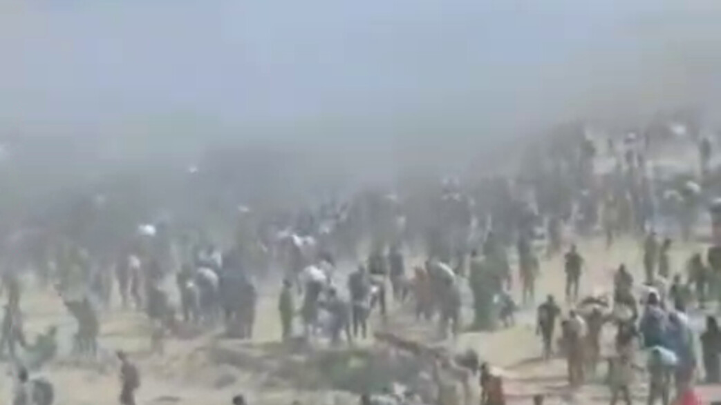 המונים עזתים מתנפלים על סיוע הומניטרי המונים עזתים מתנפלים על סיוע הומניטרי