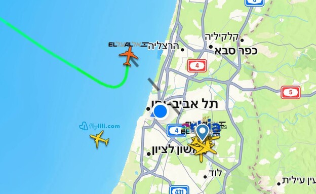 טיסות מסתובבות בעקבות שיגור מתימן (צילום: flightradar24)
