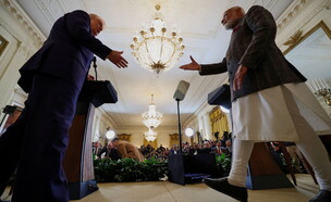 טראמפ וראש ממשלת הודו מודי בבית הלבן (צילום: רויטרס)