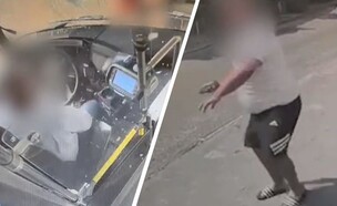 גרם אוטובוס באבנים (צילום: דוברות המשטרה)