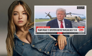 סידני סוויני, דונלד טראמפ (צילום: American Eagle; CNN)