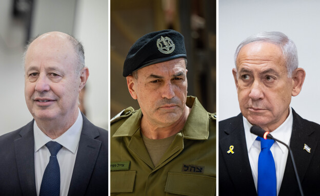 ראש הממשלה נתניהו, הרמטכ"ל זמיר וראש המל"ל הנגבי (צילום: יונתן זינדל, חיים גולדברג, פלאש 90)