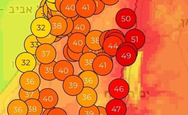 הטמפרטורות החזויות השבוע