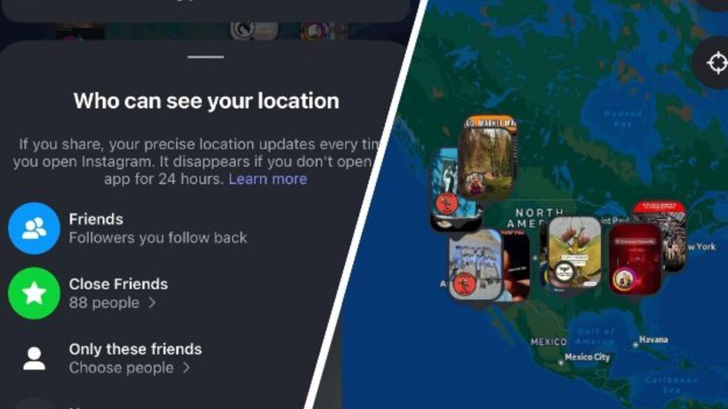 פיצ'ר המפות של אינסטגרם