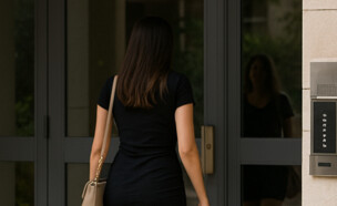 אישה נכנסת לבניין