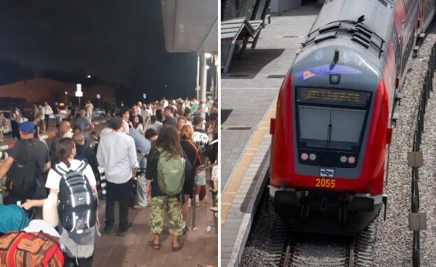 רכבת ישראל, הנוסעים שהורדו בנתניה (צילום: רשתות חברתיות לפי סעיף 27 א')