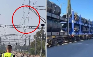 רכבת משא קרעה כבלי חשמל 