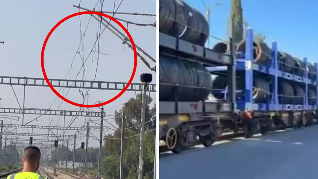 רכבת משא קרעה כבלי חשמל 