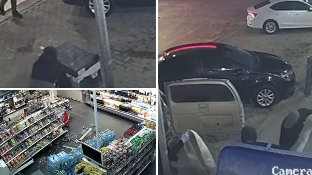 רעולי פנים שודדים כספת בחנות בתחנת דלק