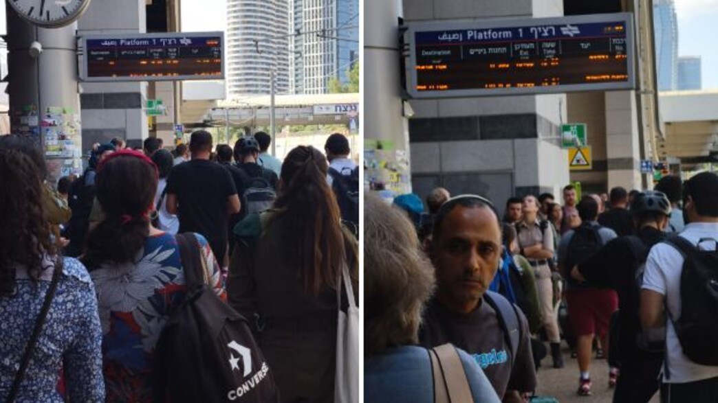 נוסעים ממתינים ברכבת ישראל