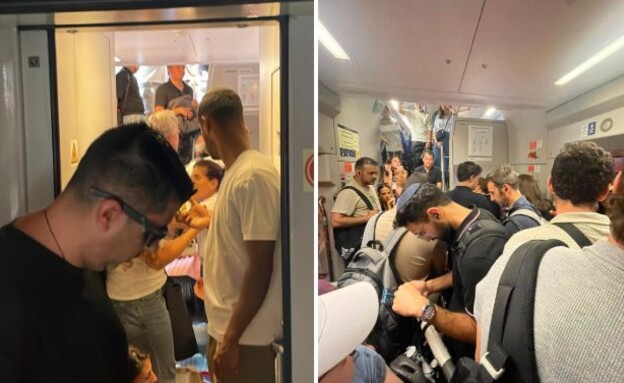 עומסים ברכבת ישראל (צילום: רשתות חברתיות לפי סעיף 27 א')