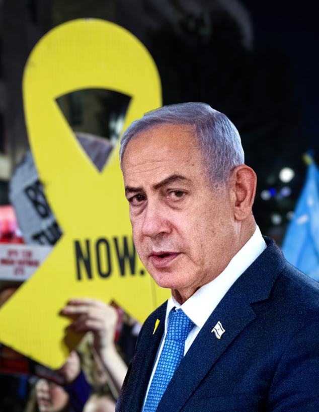 בנימין נתניהו על רקע הפגנות חטופים (צילום: פלאש 90)