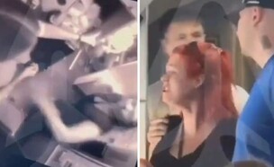 הנוסעת מכה את הדיילת (צילום: רשתות חברתיות לפי סעיף 27 א')