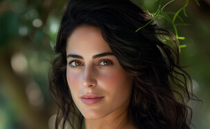 אישה עומדת בחוץ מסתכלת למצלמה (AI: mako)