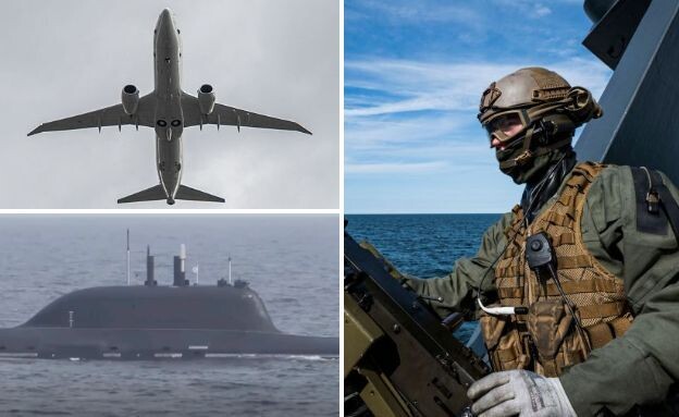 העימות בזירה הימית (צילום: Northern Fleet | Ben Montgomery/Getty Images | JONATHAN NACKSTRAND/AFP)