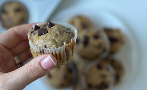 מאפינס בננה, שוקולד צ'יפס ושיבולת שועל. מושלם לתיק