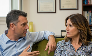 בני זוג יושבים על ספת הפסיכולוג (AI: mako)