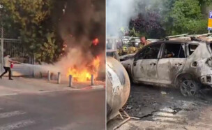 הצתה ליד מעון ראש הממשלה כחלק מיום המחאה  (צילום: דוברות המשטרה)