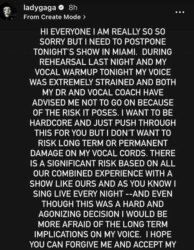 "החלטה קשה ומייסרת". ליידי גאגא מודיעה על הביטול "החלטה קשה ומייסרת". ליידי גאגא מודיעה על הביטול