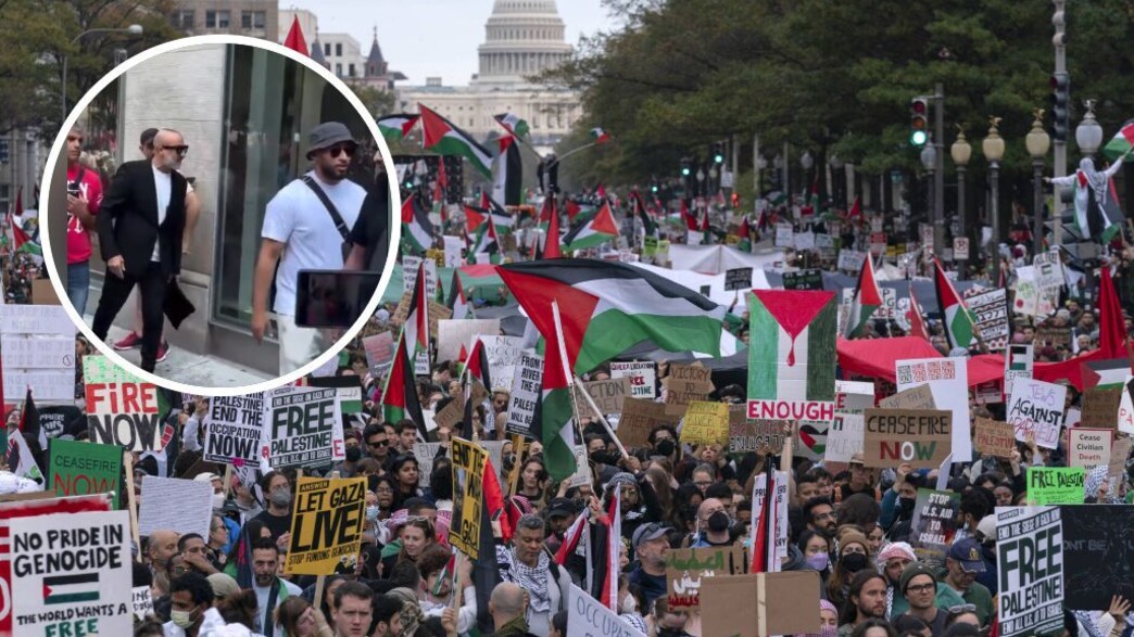 תומר רחמים בלב ההפגנה בארה"ב