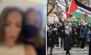 האחיות אליסיה ונעמי, הפגנות בדנמרק (צילום:  EMIL NICOLAI HELMS, getty image)