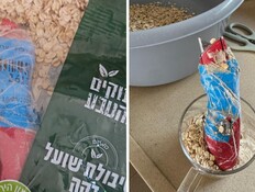 סכין יפנית באריזת שיבולת שועל של שקדיה (צילום: זהבה דניאל)