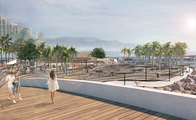 רצועת החוף אילת מבט מהגשר לרחבת המרינה רויטמן 