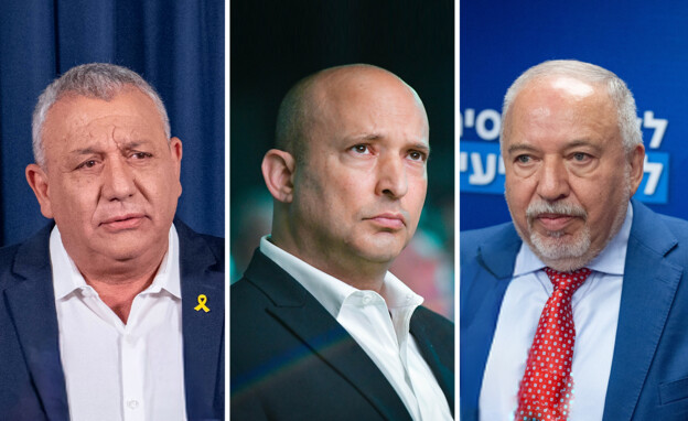 אביגדור ליברמן, נפתלי בנט, גדי איזנקוט (צילום: יונתן זינדל, אבשלום ששוני, אריק מרמור, פלאש 90)
