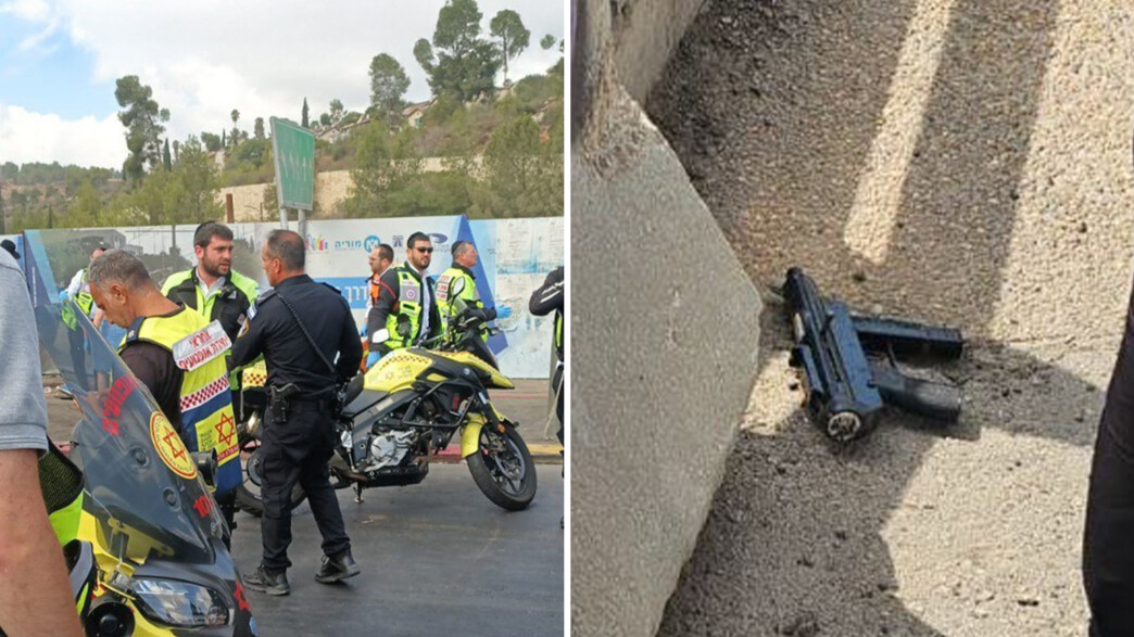 זירת הפיגוע והנשק של המחבלים זירת הפיגוע והנשק של המחבלים