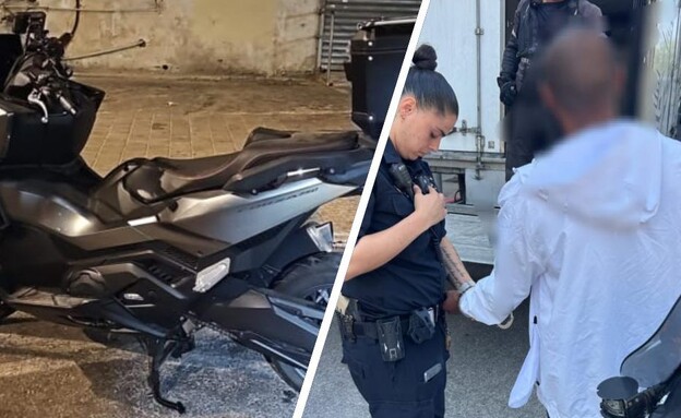 גניבת אופנוע  (צילום: דוברות המשטרה)