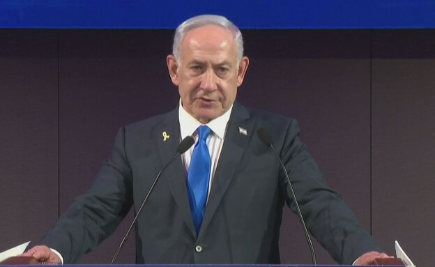 ראש הממשלה בנימין נתניהו בהצהרה בשגרירות האמריקאני (צילום: לע"מ)