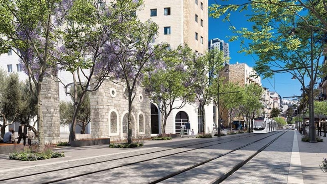 הקו הכחול של הרכבת הקלה ברחוב המלך ג’ורג’ הקו הכחול של הרכבת הקלה ברחוב המלך ג’ורג’