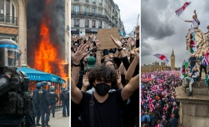 הפגנות באירופה לונדון ופריז (צילום: AUGUSTIN PASQUINI | Tom Nicholson | Christopher Furlong, getty images)