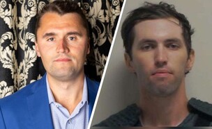 טיילר רובינסון, החשוד ברצח צ'ארלי קירק, וקירק (צילום: FBI,  Nordin Catic/Getty Images for The Cambridge Union)