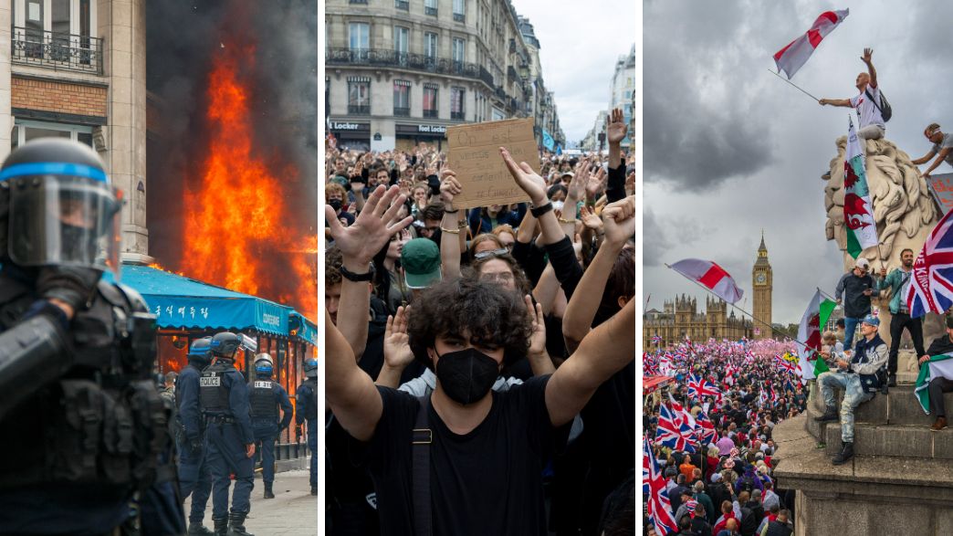 הפגנות באירופה לונדון ופריז הפגנות באירופה לונדון ופריז