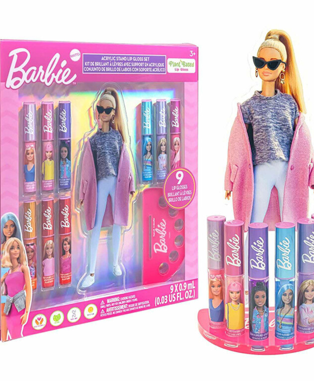 משחקים לחגים 2025 69שקל ערכת ליפגלוסים עם סטנד תצוגה של ברבי משחקים לחגים 2025 69שקל ערכת ליפגלוסים עם סטנד