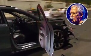 ההרס בזירת התאונה שבה היה מעורב גידי גוב (צילום: תיעוד מבצעי מד"א)