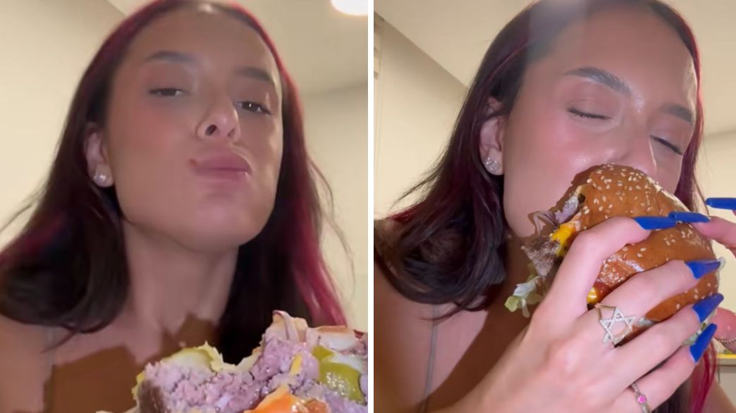 עדן גולן אוכלת המבורגר